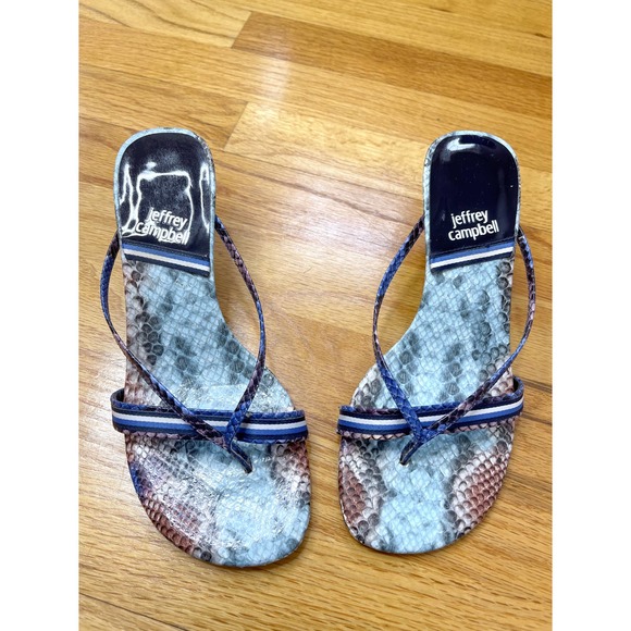 EEUC Jeffrey Campbell Blue Python Ficelle Snakeskin Print Heel Size 8 - Picture 3 of 6